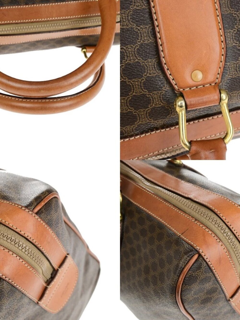 CELINE Logo Macadam Pattern Travel Hand Bag PVC Leather Brown GHW Italy 65YF574 - Picture 8 of 16